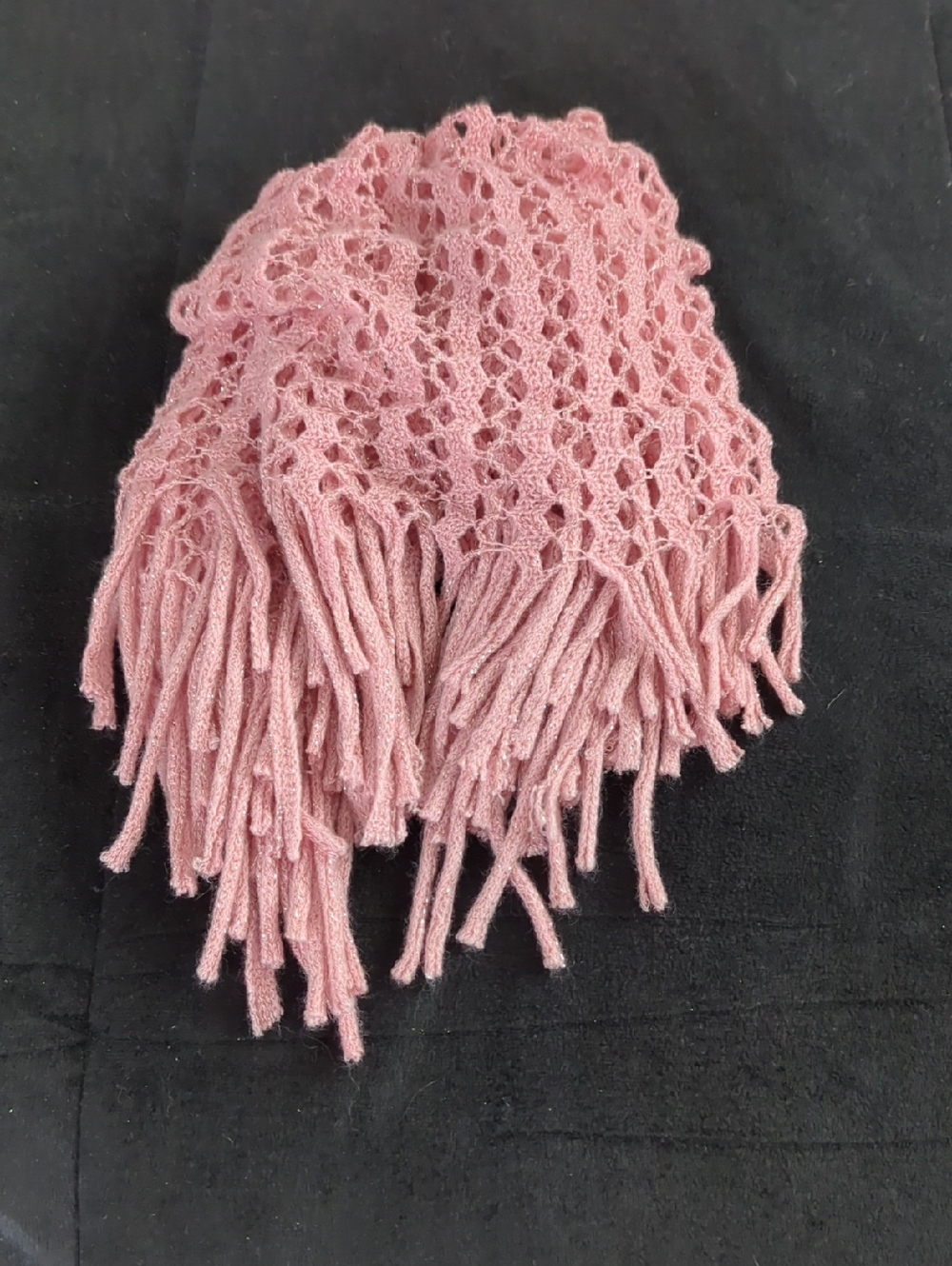 Pink Knit Fringe Eternity Scarf - Women Accessories